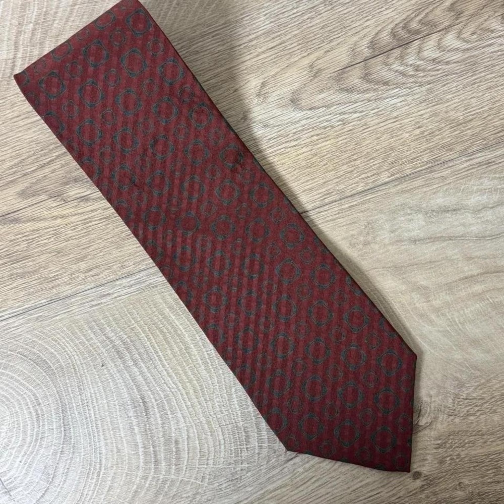 Georgio Armani Cravette Mens 100% Silk Neck Tie Geometric Print Italy - Picture 2 of 8